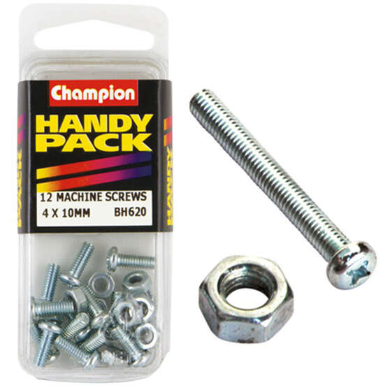 Champion Handy Pack Machine Screws and Nuts BH620, 4mm X 10mm, , scanz_hi-res