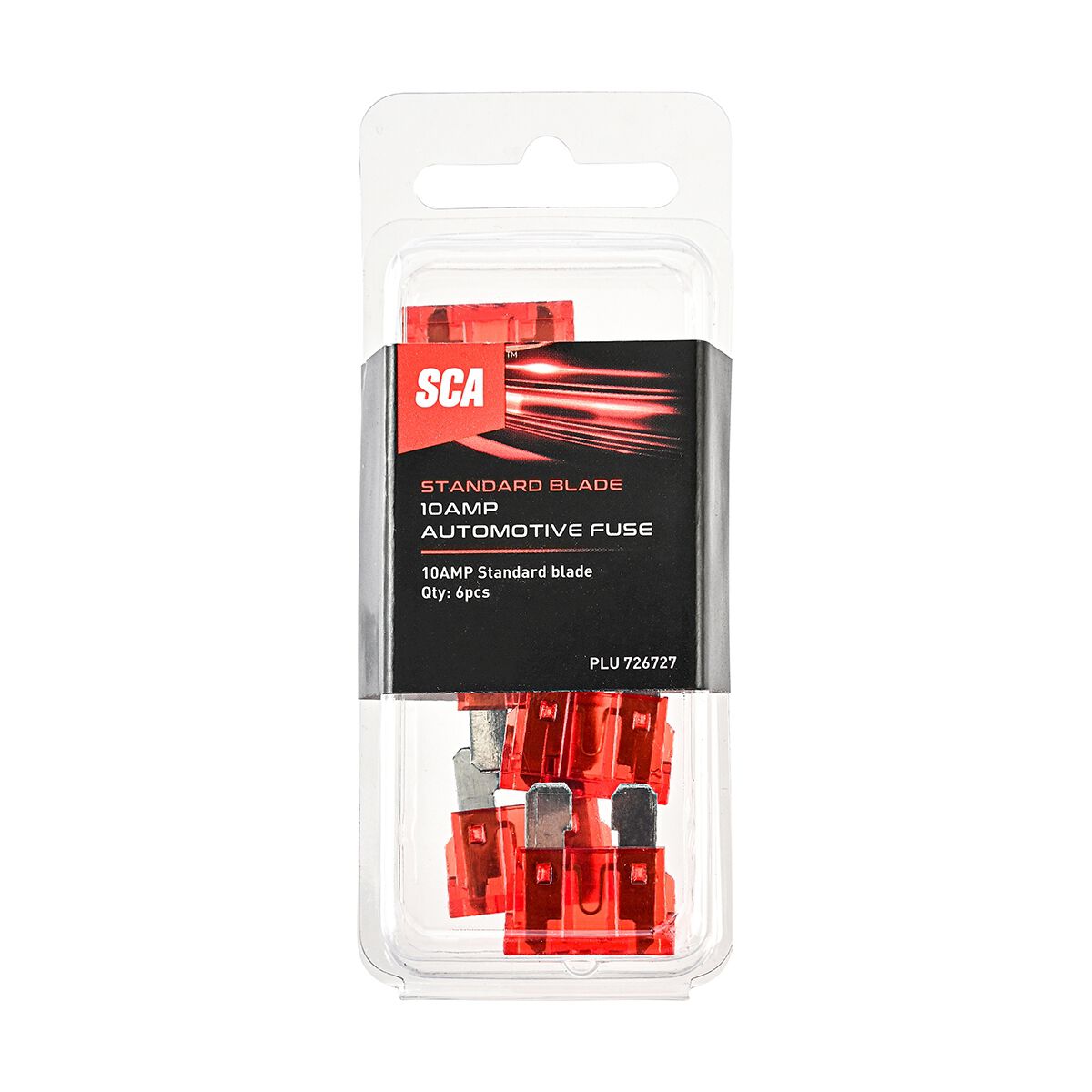 SCA Automotive Fuses - Standard Blade, 10 Amp, 6 Piece, , scanz_hi-res