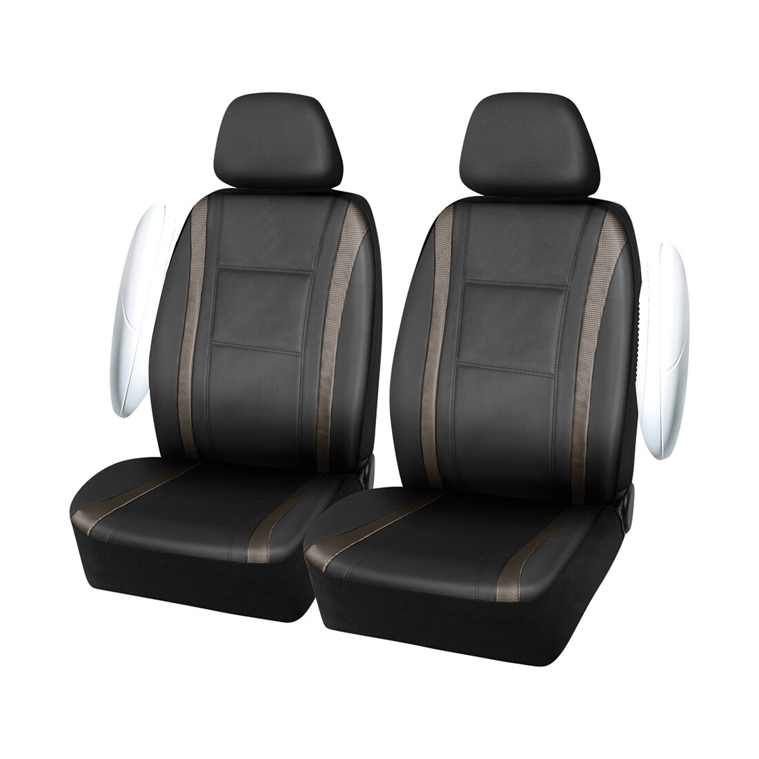 SCA Seat Cover Sports Black Metallic Leather Look, Adjustable Headrests, Airbag Compatible, Size 30A, , scanz_hi-res