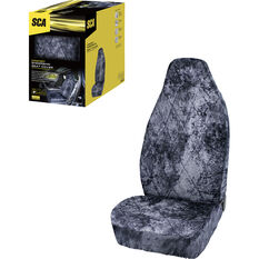 SCA Diamond Cut Sheepskin Single Seat Cover Slate Built In Headrests Airbag Compatible 60SAB, , scanz_hi-res