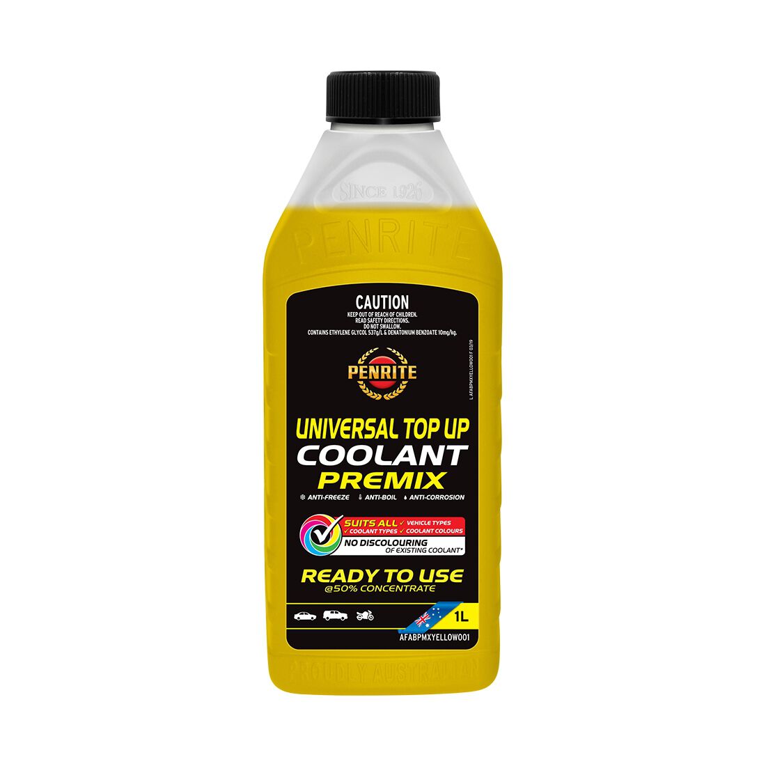 Penrite Yellow Universal Top Up Coolant Premix - 1 Litre, , scanz_hi-res
