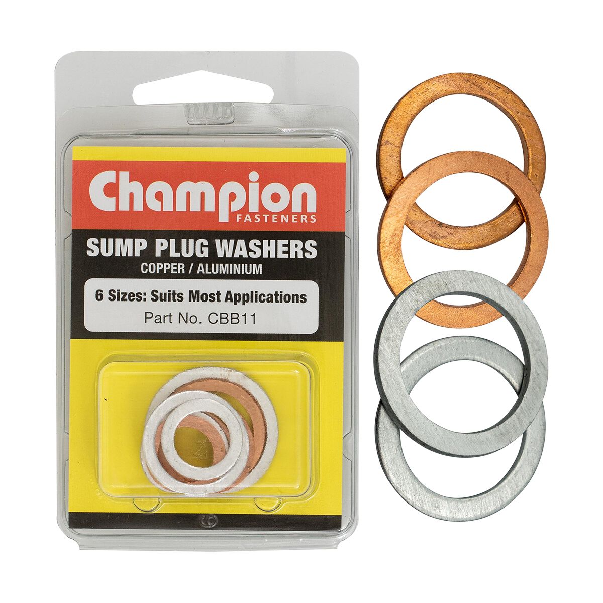 Champion Blister Assortment Flat Copper Washers, , scanz_hi-res