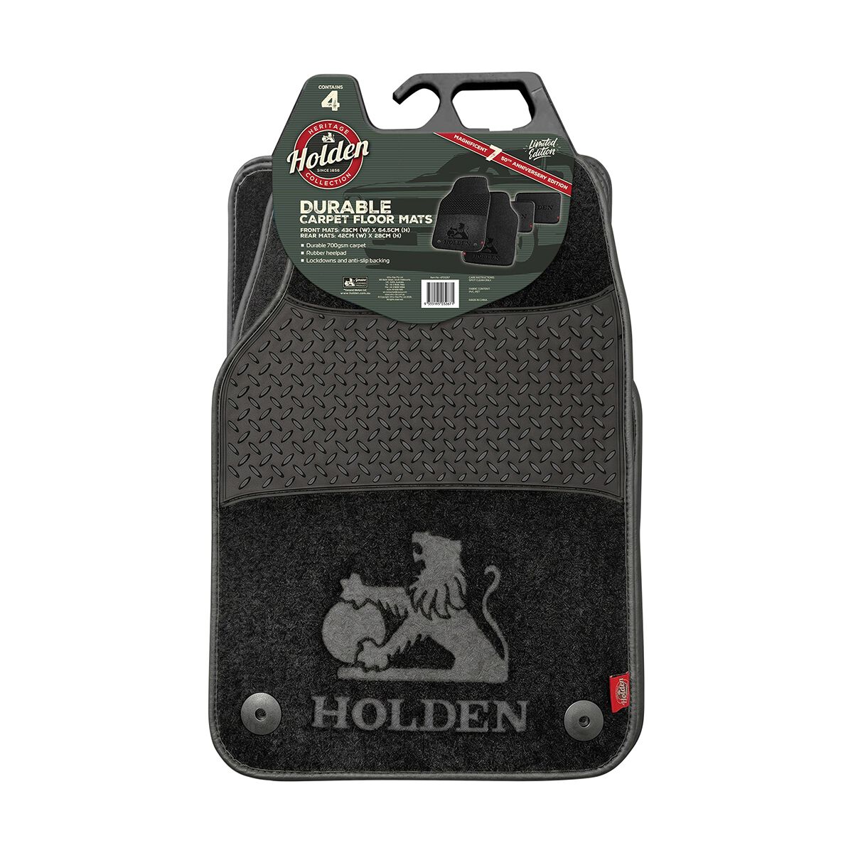 Holden Heritage 4-piece Torana Carpet Floor Mats - Black, , scanz_hi-res