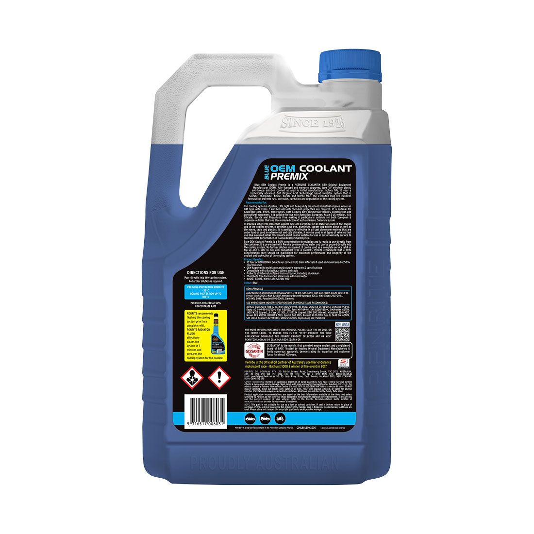 Penrite Blue Long Life Anti Freeze / Anti Boil Coolant Premix - 5 Litres, , scanz_hi-res