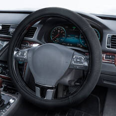 SCA Suede Velour Steering Wheel Cover Black 380mm Diameter, , scanz_hi-res