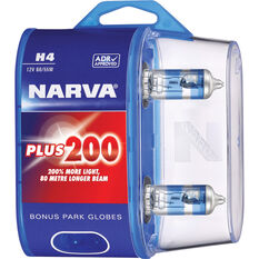 Narva Plus 200 Headlight Globes - H4, 12V 60/55W, 48392BL2, , scanz_hi-res