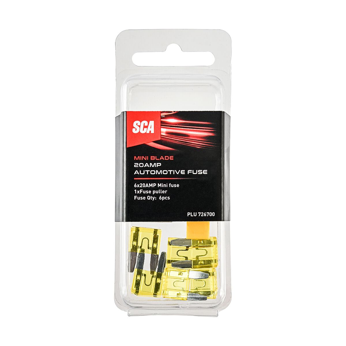 SCA Automotive Fuses - Mini Blade, 20 Amp, 6 Piece, , scanz_hi-res