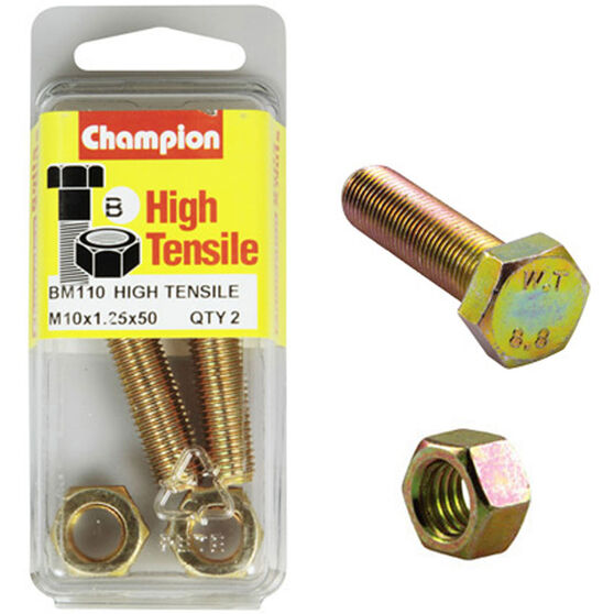 Champion High Tensile Bolts and Nuts BM110, M10x1.25 x 50mm, , scanz_hi-res