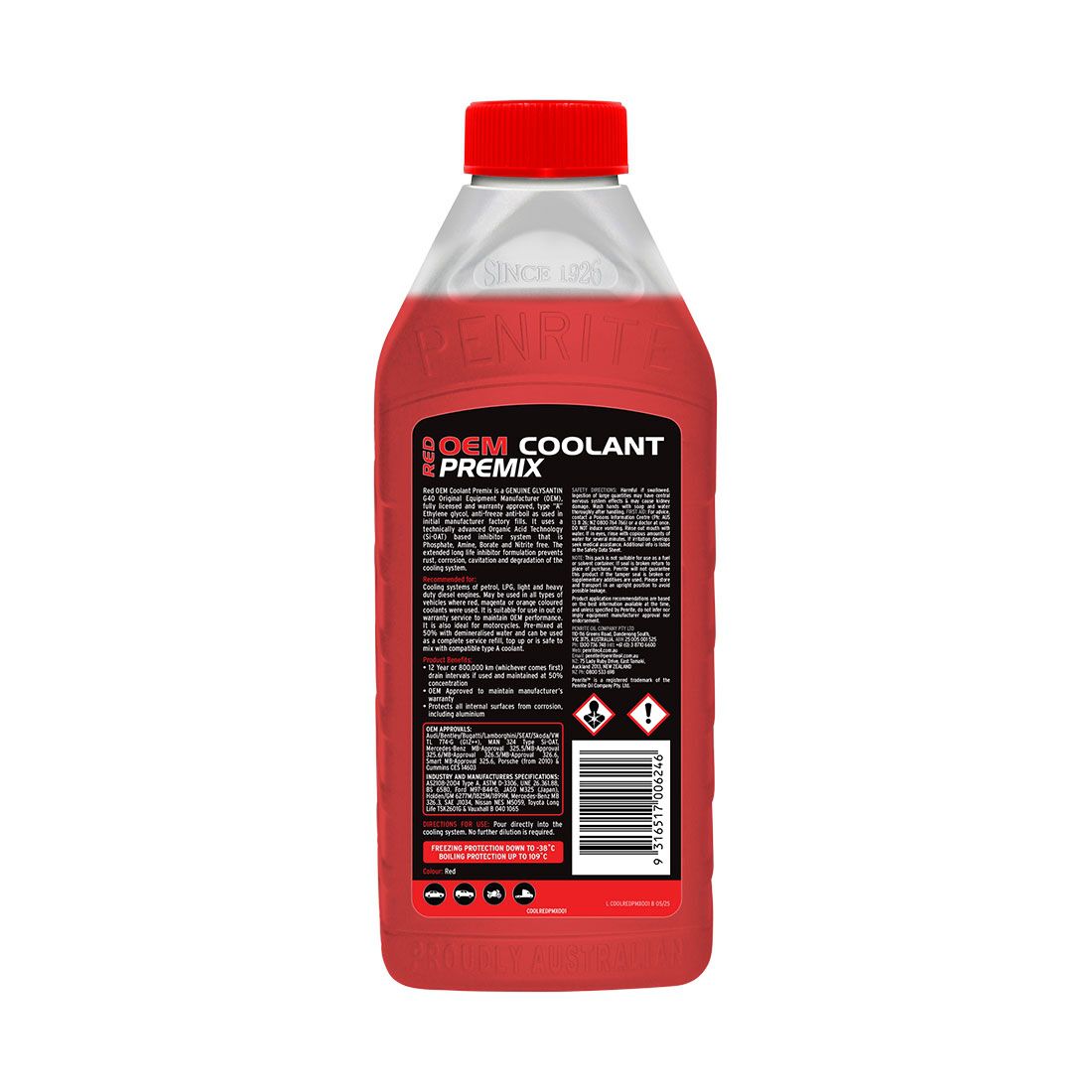 Penrite Red Long Life Anti Freeze / Anti Boil Coolant Premix - 1 Litre, , scanz_hi-res