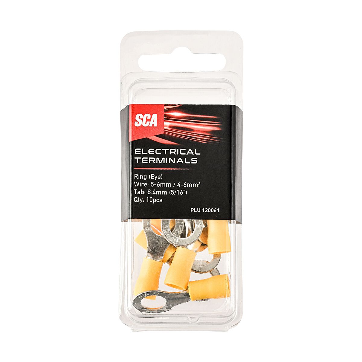 SCA Electrical Terminals Ring Eye 8.4mm Yellow 10 Pack, , scanz_hi-res