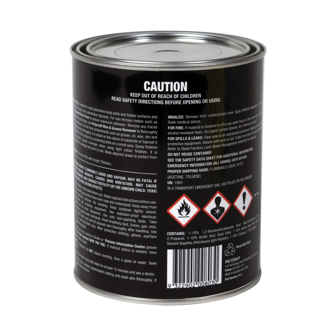 Polycraft Primer Spray Putty 1 Litre, , scanz_hi-res