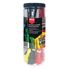 SCA 200 Piece Nylon Cable Tie Assortment Colour Pack, , scanz_hi-res