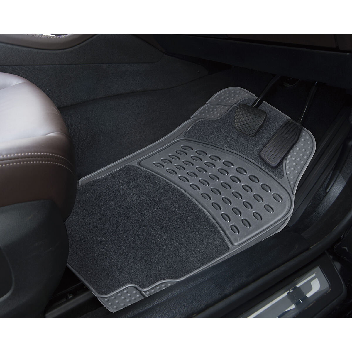 SCA Combo Carpet/PVC Car Floor Mats - Set of 4, Grey, , scanz_hi-res