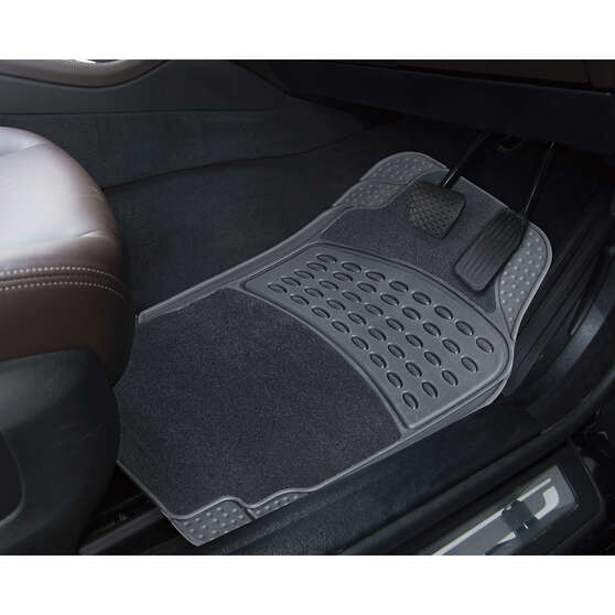 SCA Combo Carpet/PVC Car Floor Mats - Set of 4, Grey, , scanz_hi-res