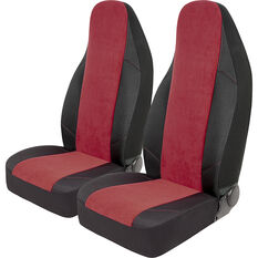 SCA Cord Seat Covers - Red/Black Built-in Headrests Size 60 Front Pair Airbag Compatible, , scanz_hi-res