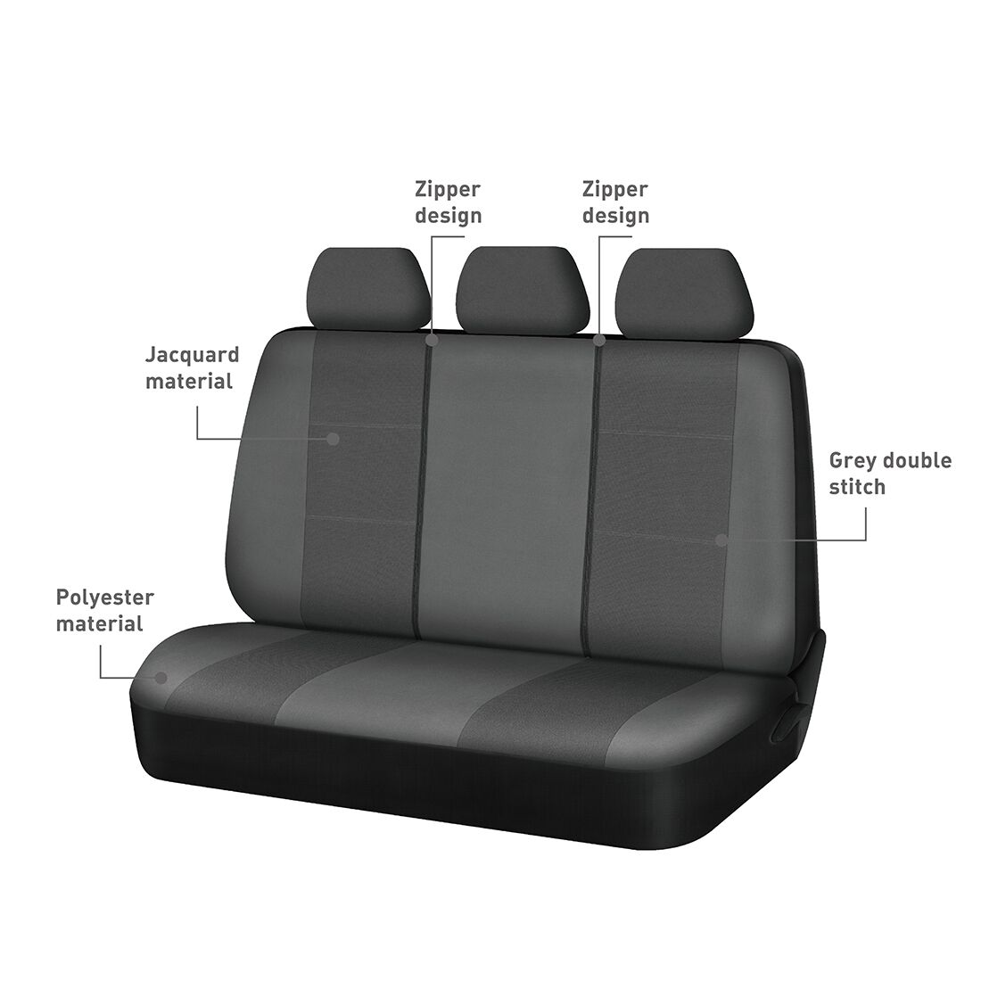 SCA Jacquard Seat Covers Charcoal, Rear, Airbag Compatible, Size 06H, , scanz_hi-res