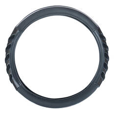 SCA Steering Wheel Cover - Leather Look & Rubber, Black and Grey, 380mm diameter, , scanz_hi-res