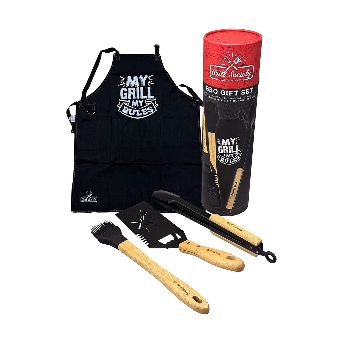 Grill Society 3pc Tool & Apron Set, , scanz_hi-res