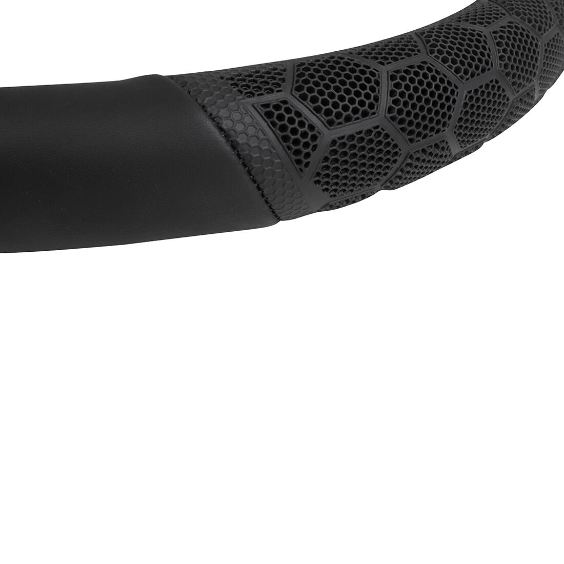 SCA Steering Wheel Cover - Leather Look & Rubber, Black and Grey, 380mm, , scanz_hi-res