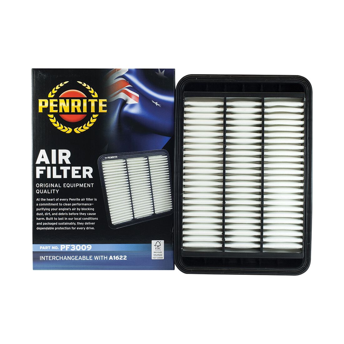 Penrite Air Filter PF3009 (Interchangeable with A1622), , scanz_hi-res