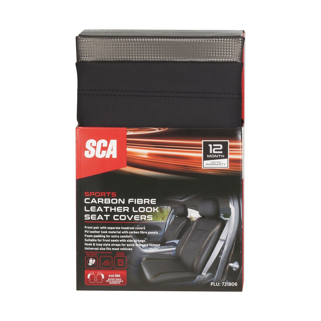 SCA Seat Cover Sports Black Metallic Leather Look, Adjustable Headrests, Airbag Compatible, Size 30A, , scanz_hi-res