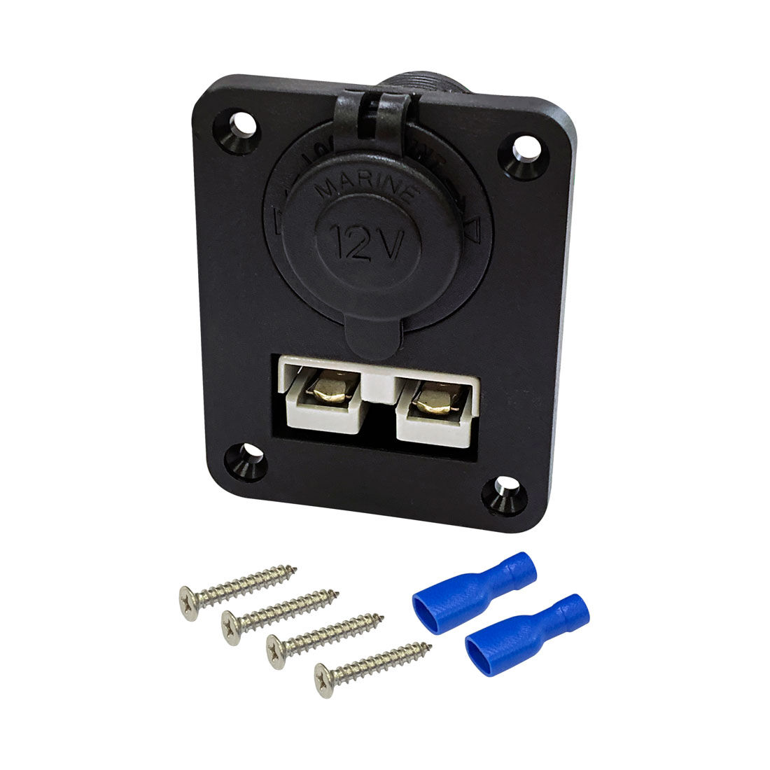 Ridge Ryder 50 Amp Connector Flush Mount w/ 12V Socket, , scanz_hi-res