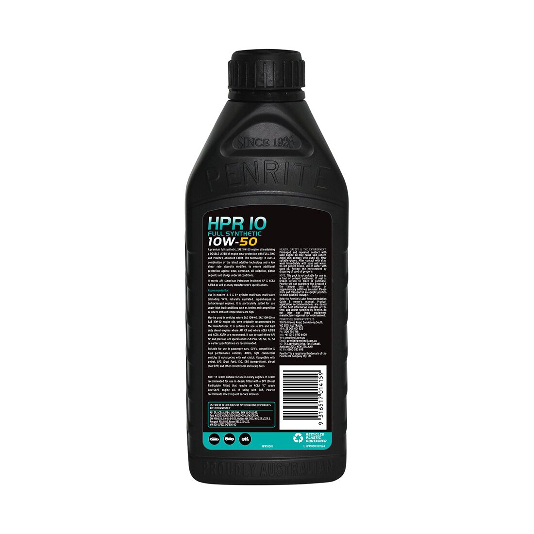 Penrite HPR 10 Engine Oil - 10W-50, 1 Litre, , scanz_hi-res