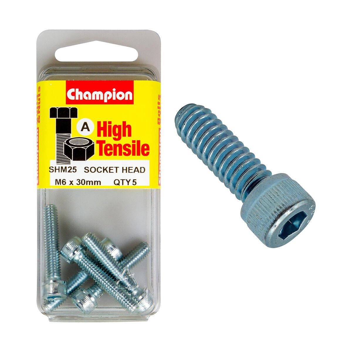 Champion Socket Head Cap Screws High Tensile M6 x 30mm, , scanz_hi-res