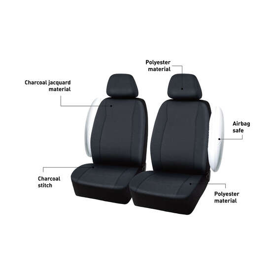 SCA Jacquard Seat Covers Charcoal Adjustable Headrests Airbag Compatible, , scanz_hi-res