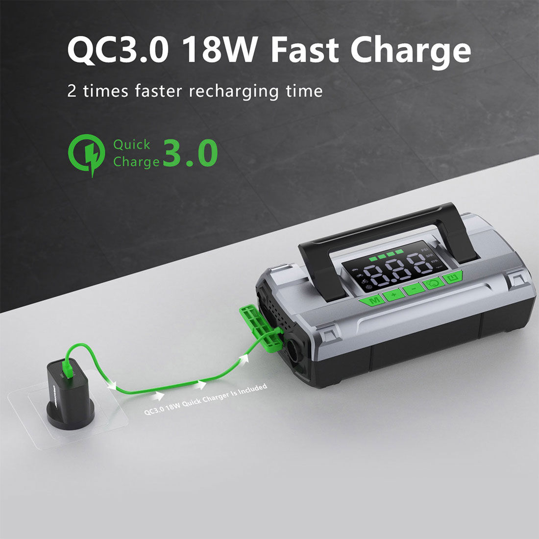 CAROSS T14 12V 2000A Smart Lithium Jump Starter With Built-in Air Compressor & 3 Mode LED Worklight, , scanz_hi-res