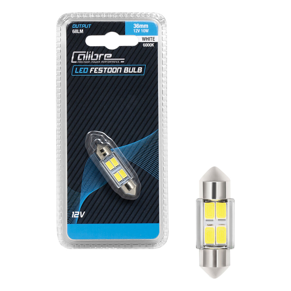 Calibre Automotive Globes - LED White Festoon 12V, 10W 36mm, , scanz_hi-res