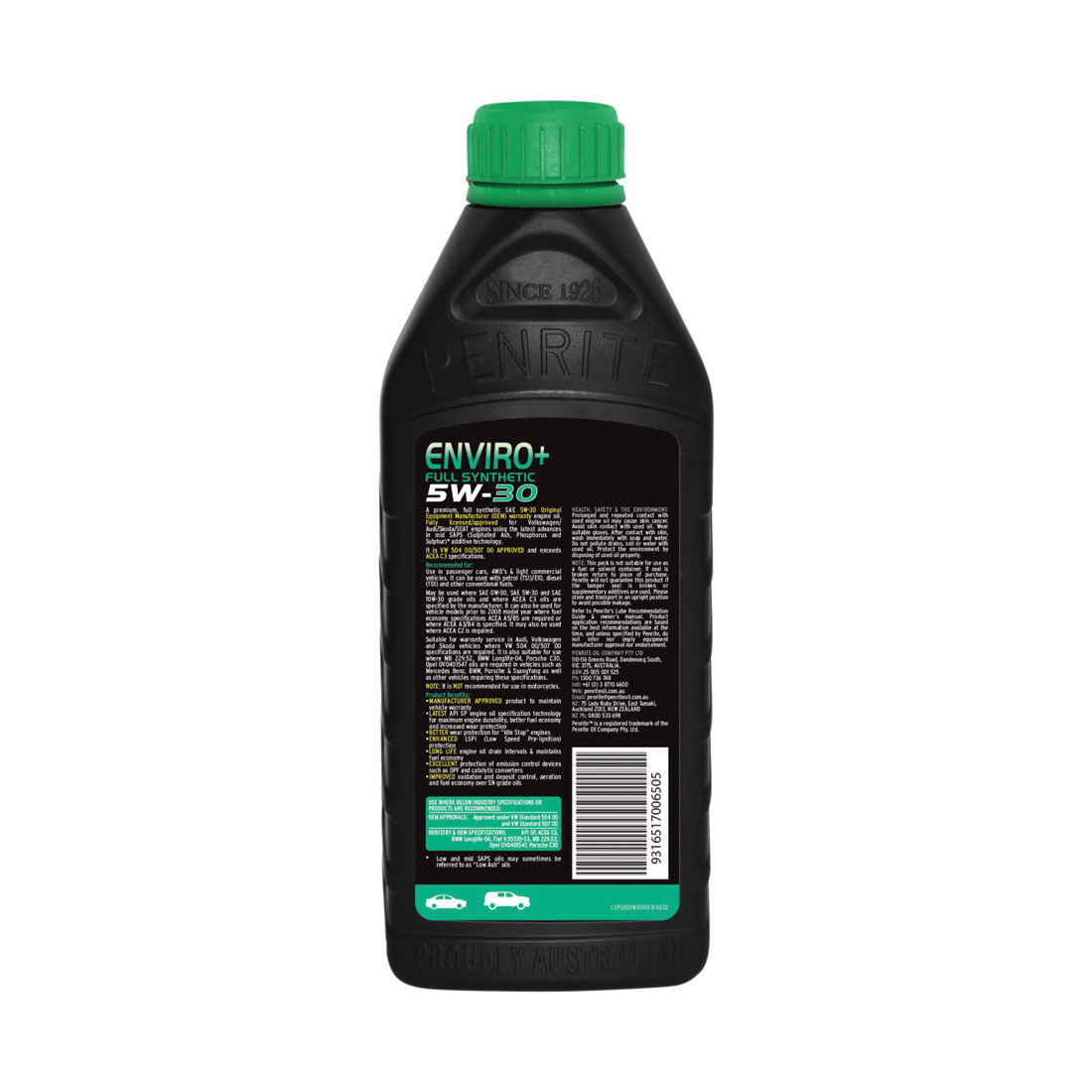 Penrite Enviro+ Engine Oil - 5W-30 1 Litre, , scanz_hi-res
