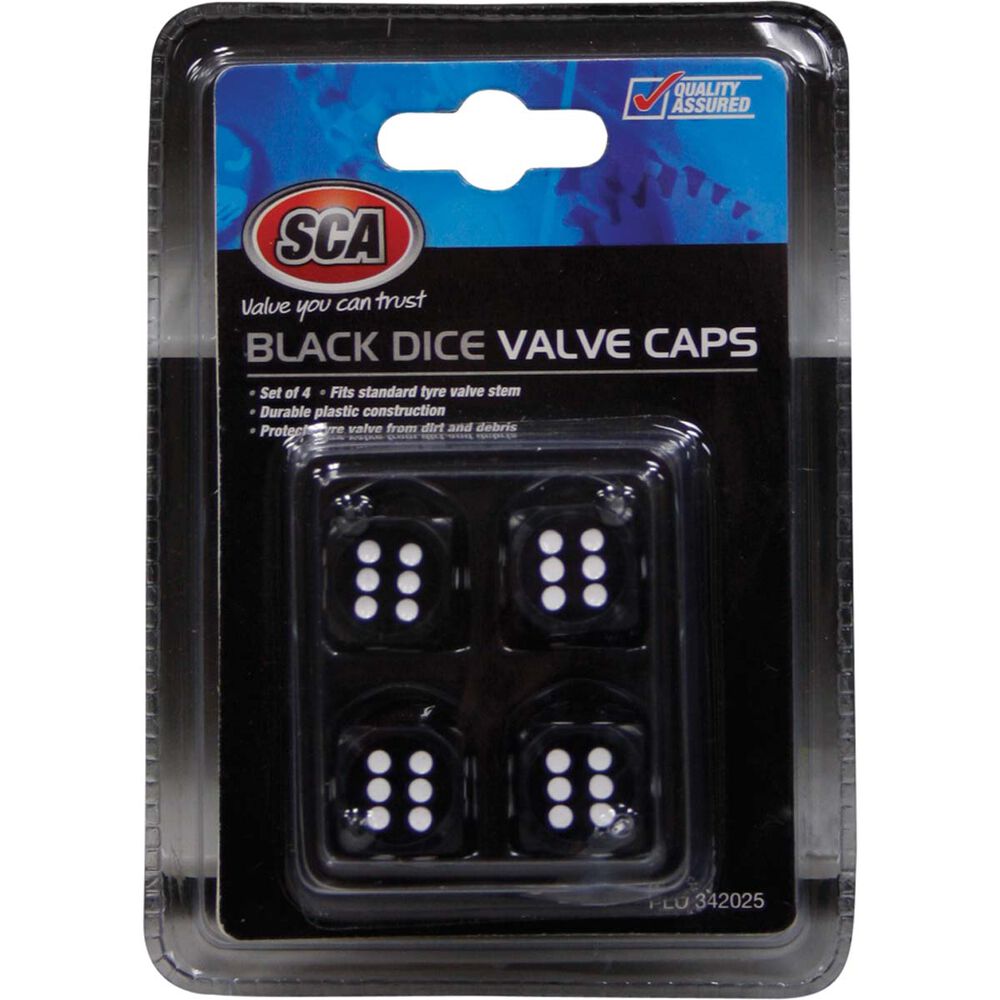 SCA Valve Cap Set - Black Dice | Supercheap Auto New Zealand