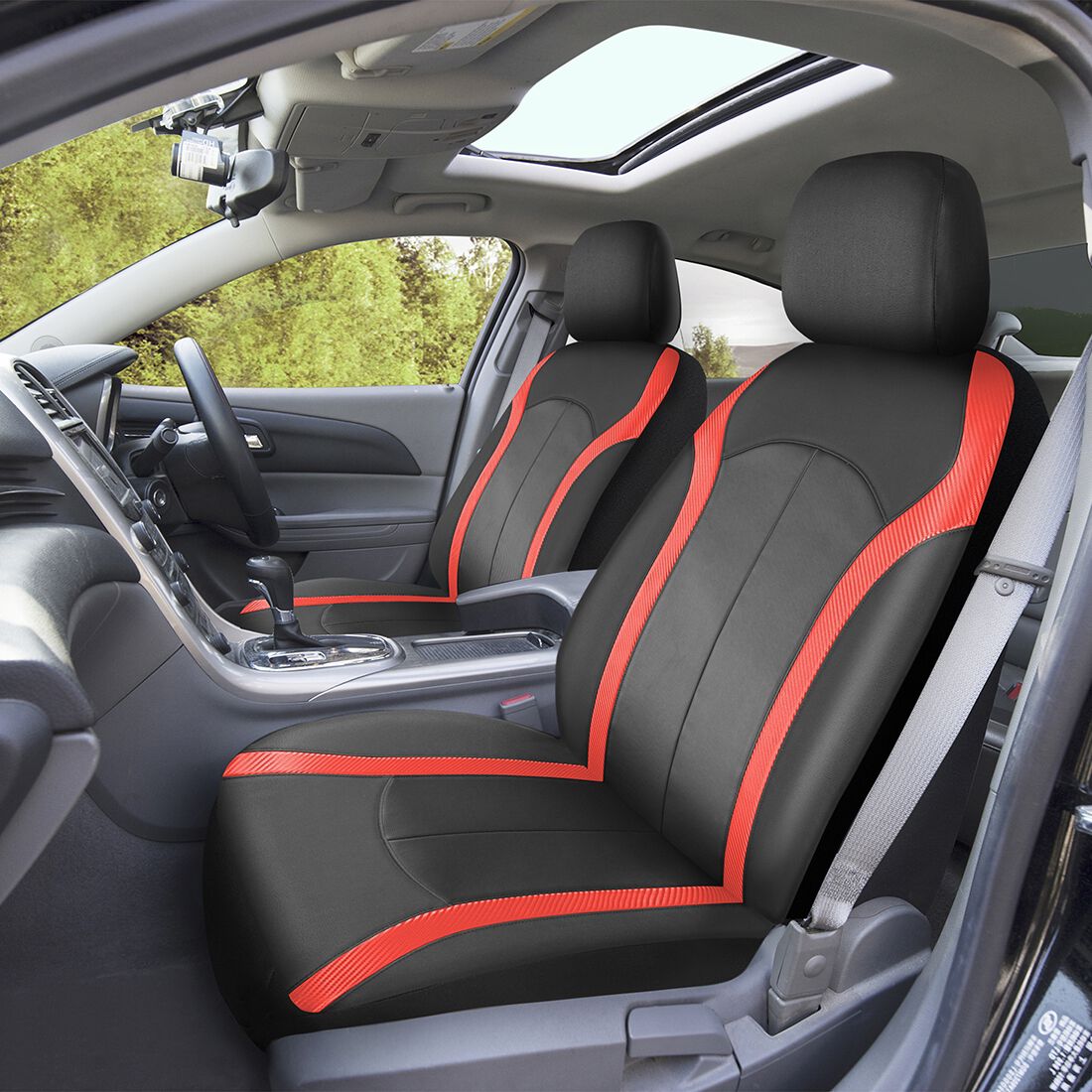 SCA Seat Cover Sports Black & Red Leather Look, Adjustable Headrests, Airbag Compatible, Size 30A, , scanz_hi-res