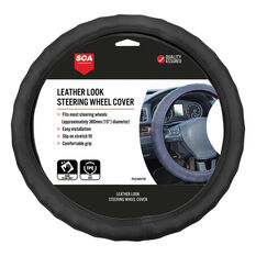 SCA Steering Wheel Cover - Leather Look, Black, 380mm diameter, , scanz_hi-res