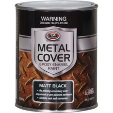 SCA Metal Cover Enamel Rust Paint, Matt Black - 1 Litre, , scanz_hi-res