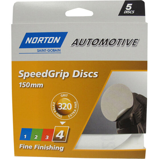 Norton Speed Grip Disc 320 Grit 150mm 5 Pack, , scanz_hi-res
