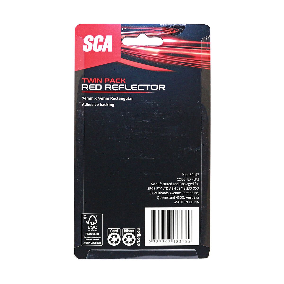 SCA Reflector Twin Pack Rectangular Red 94 x 44mm, , scanz_hi-res