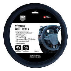SCA Steering Wheel Cover - PU Racing, Black, 380mm diameter, , scanz_hi-res
