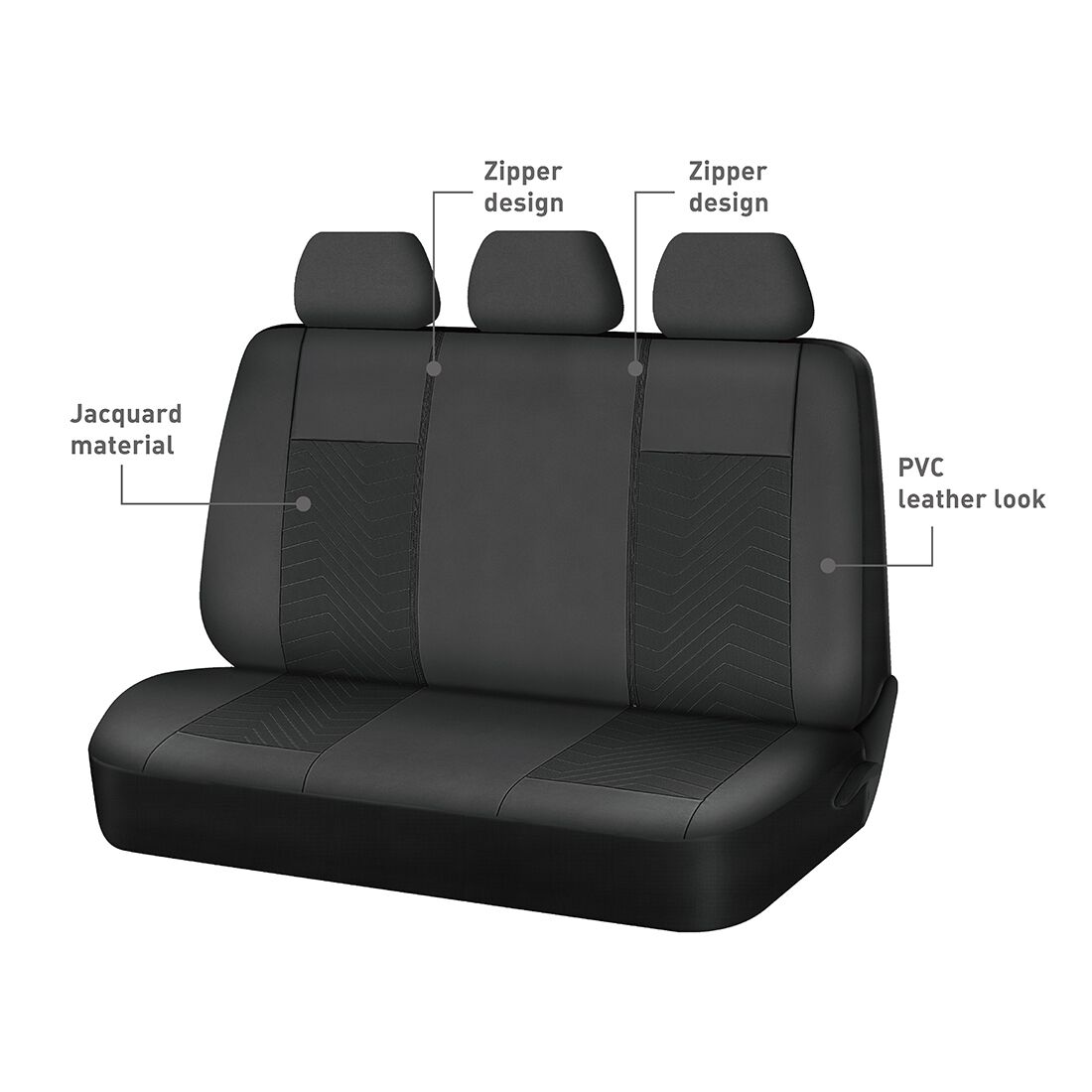 SCA Jacquard & Leather Look Seat Covers Black, Rear, Airbag Compatible, Size 30A, , scanz_hi-res