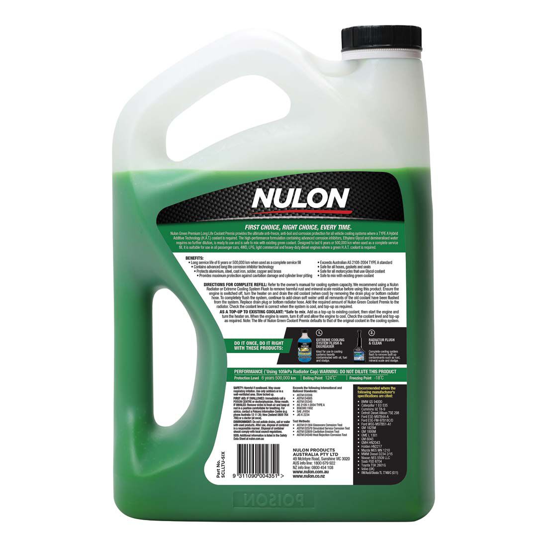 Nulon Green Anti-Freeze / Anti-Boil Coolant Premix - 6 Litres, , scanz_hi-res