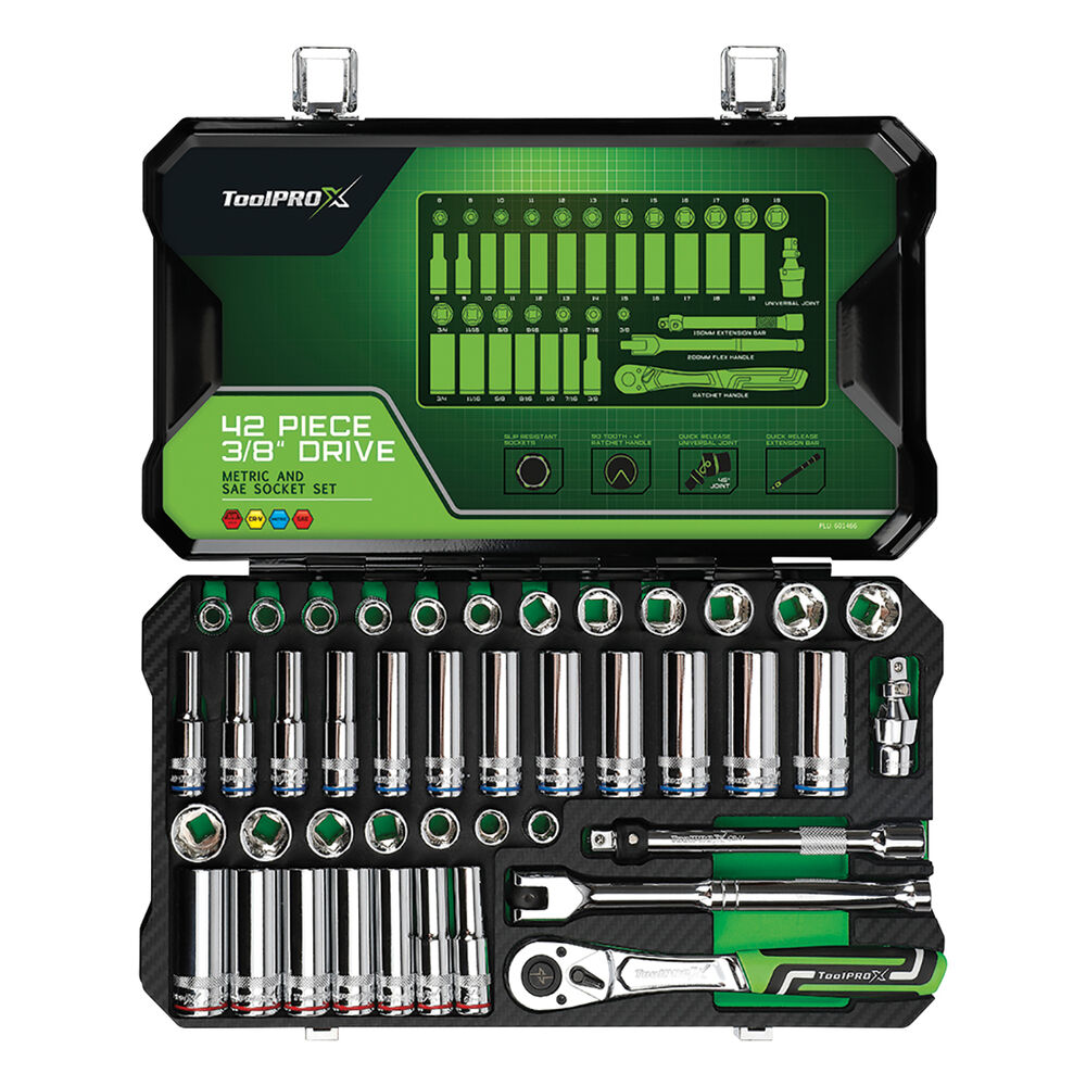 ToolPROX Socket Set 3/8" Drive Metric/SAE 42 Piece Supercheap Auto