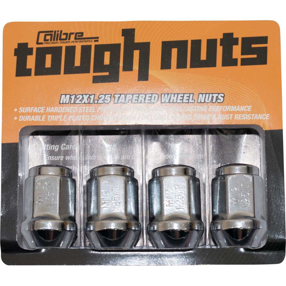 Calibre Wheel Nuts, Tapered, Chrome SN12125, 12mm x 1.25mm Supercheap Auto New Zealand