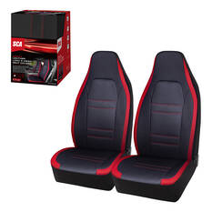 SCA Racing Leather Look & Mesh Seat Covers Black/Red Airbag Compatible, , scanz_hi-res