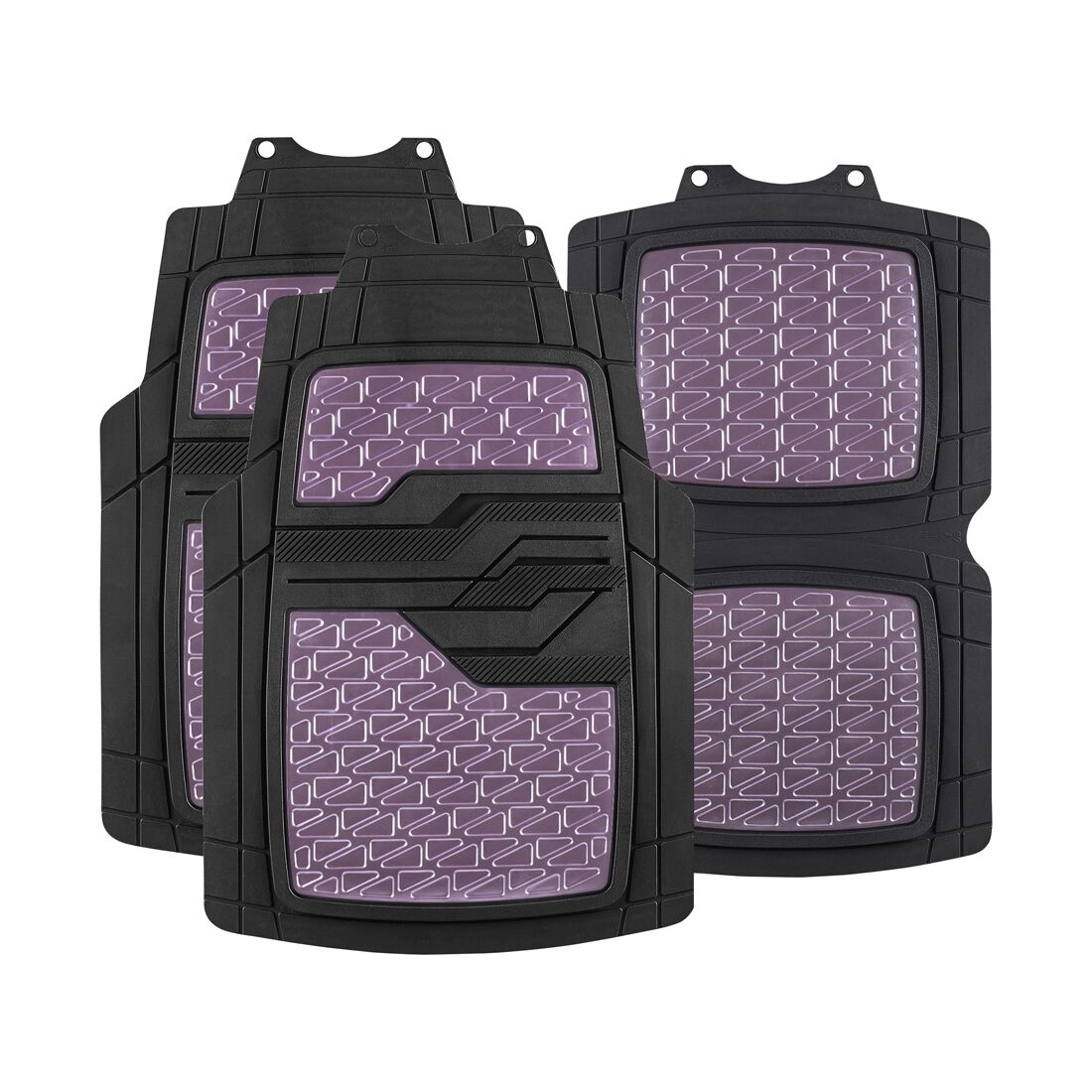 SCA Checkerplate PVC Car Floor Mats - Set of 4, Purple/Black, , scanz_hi-res