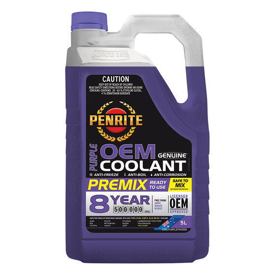 Penrite Purple Long Life Anti Freeze / Anti Boil Premix Coolant 5L, , scanz_hi-res