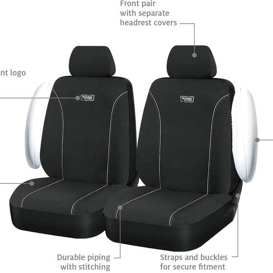 Ridge Ryder Canvas Seat Covers Black/Grey 30SAB, , scanz_hi-res