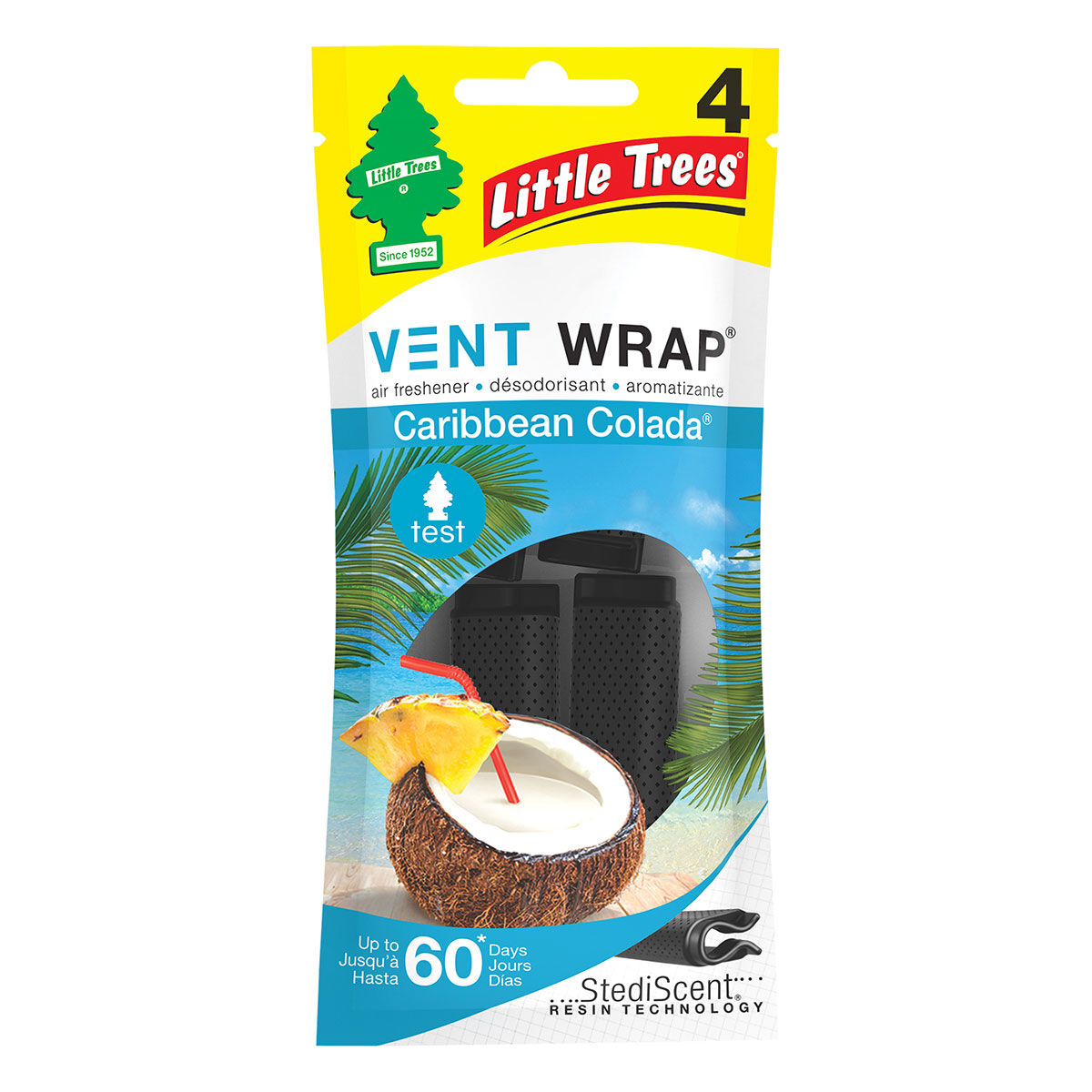 Little Trees Vent Wrap Air Freshener - Caribbean Colada 4 Pack, , scanz_hi-res