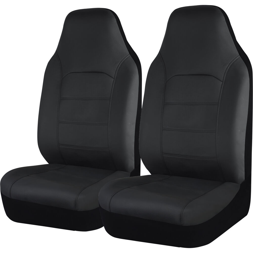 SCA Leather Look Seat Covers Black BuiltIn Headrests Size 60 Front