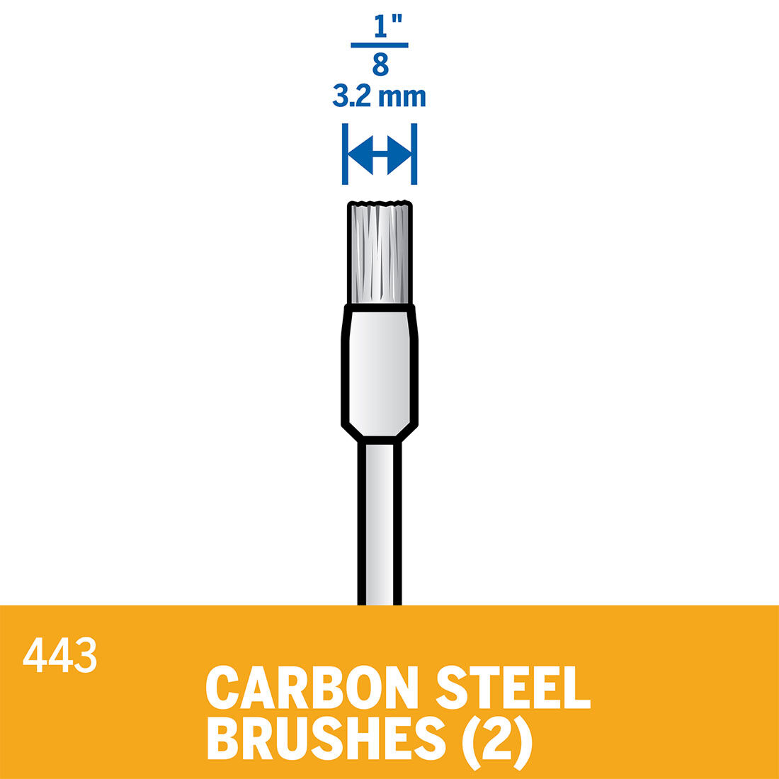 Dremel 2pk Carbon Steel 3.2mm Shank 3.2 Mm Dia Brush, , scanz_hi-res